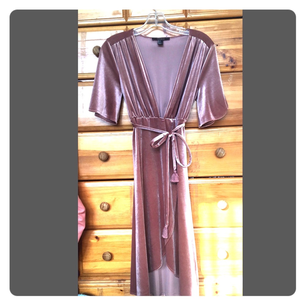 Velvet dusty rose wrap dress